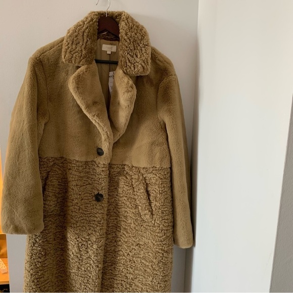 NEXT Direct Olive Green Longline Faux Fur Teddy Borg Mix Coat Size US 10 - Picture 12 of 16